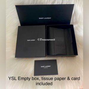 Saint Laurent “Box” The box, tissue paper with YSL sticker and card included EUC